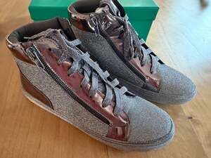Lauren Lorraine Skippy Pewter High Top Sneakers Size 9